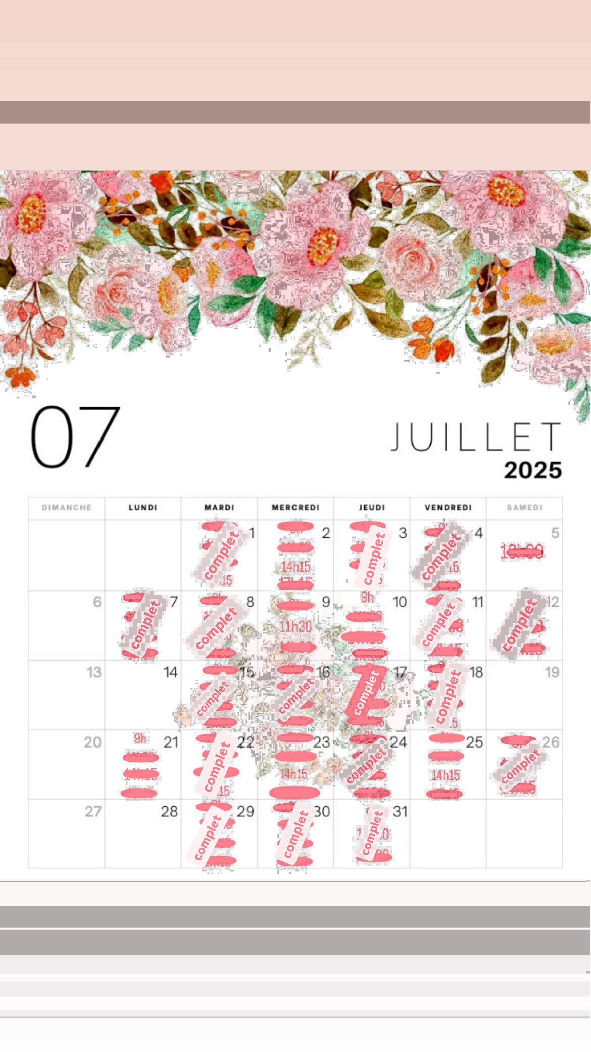 Planning disponibilités April Nail's - Prothésiste ongulaire Auxonne