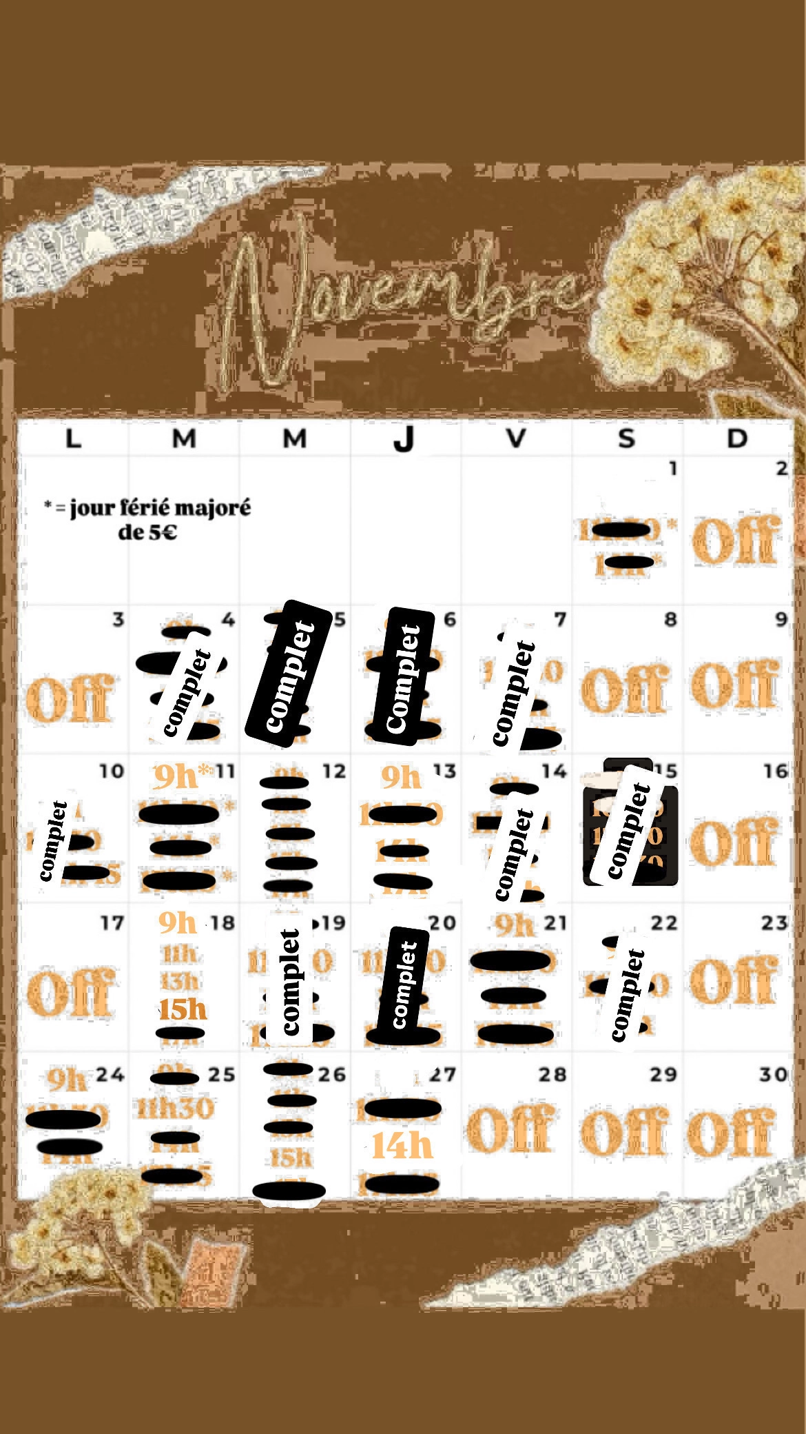 Planning disponibilités April Nail's - Prothésiste ongulaire Auxonne