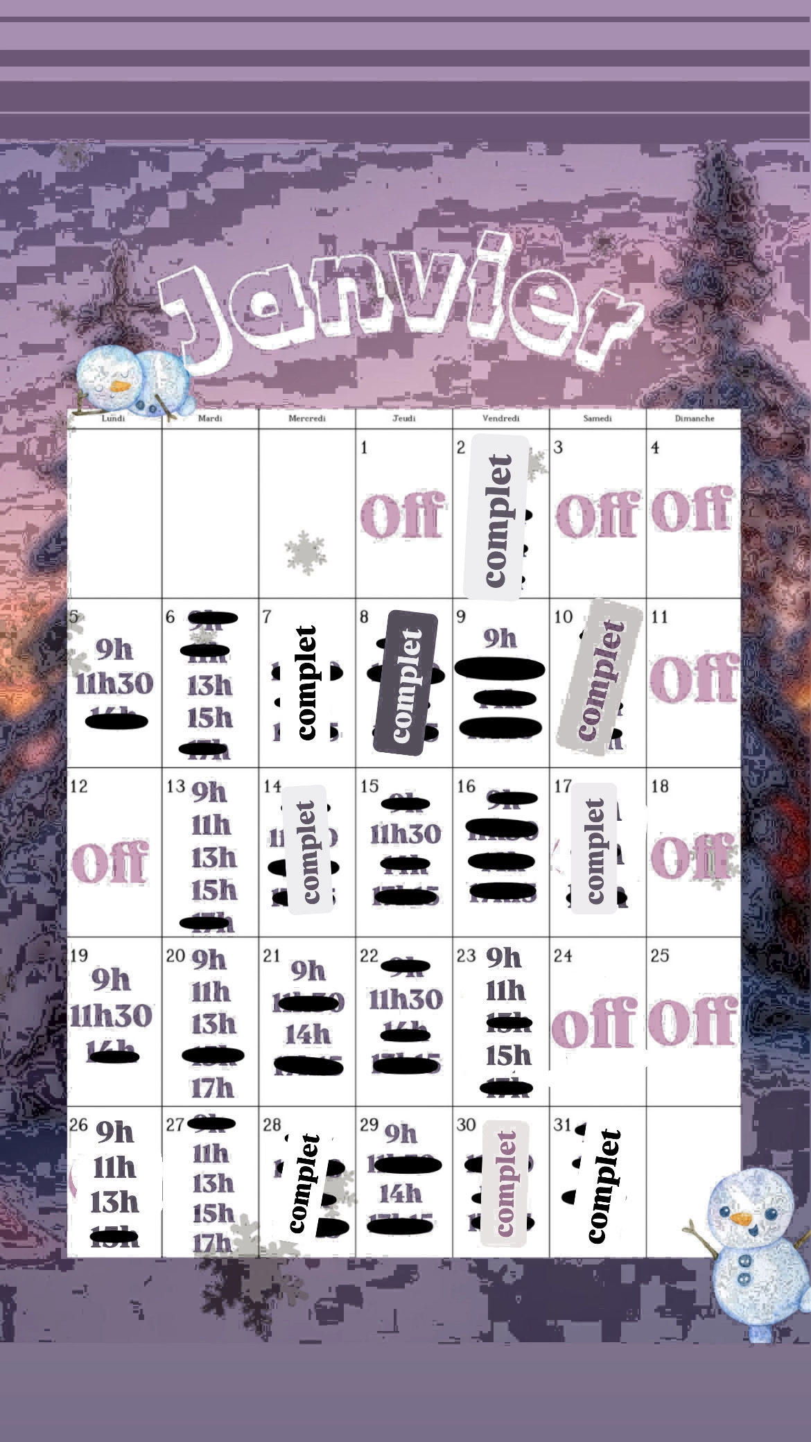 Planning disponibilités April Nail's - Prothésiste ongulaire Auxonne