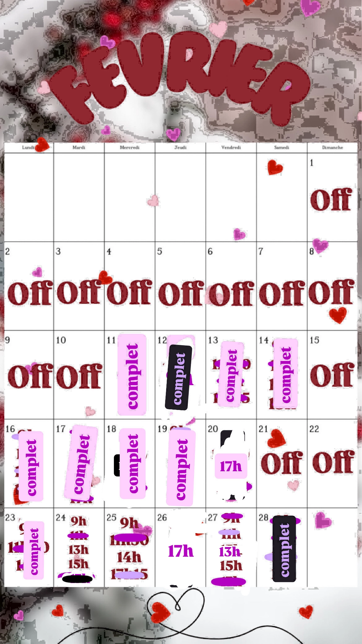 Planning disponibilités April Nail's - Prothésiste ongulaire Auxonne