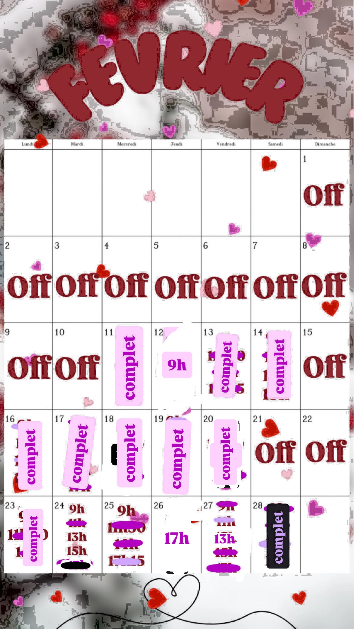 Planning disponibilités April Nail's - Prothésiste ongulaire Auxonne