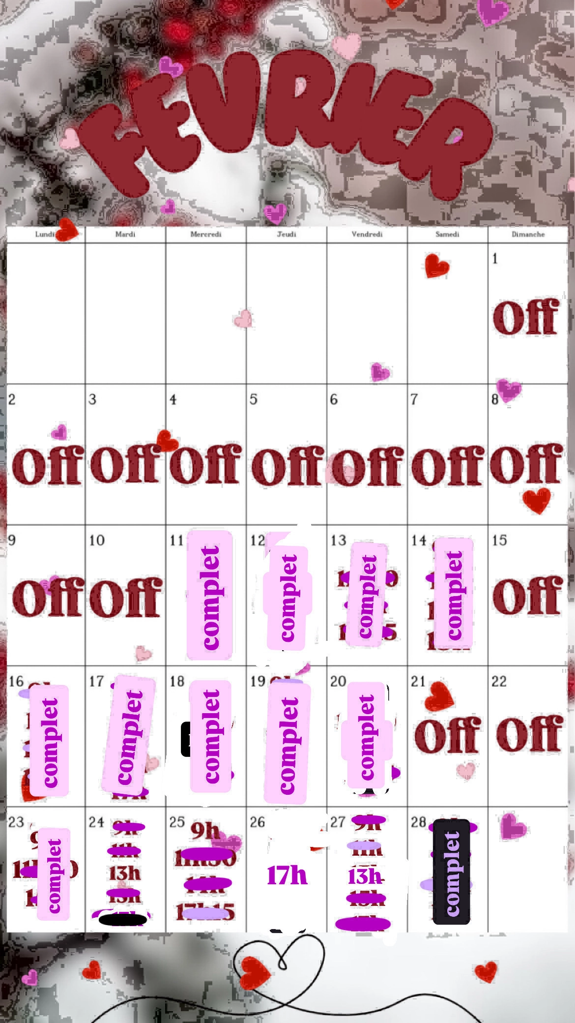 Planning disponibilités April Nail's - Prothésiste ongulaire Auxonne