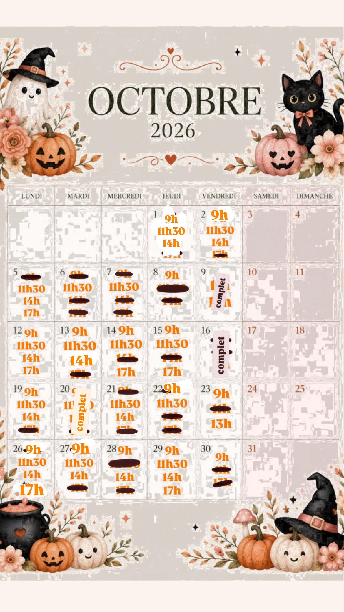 Planning disponibilités April Nail's - Prothésiste ongulaire Auxonne